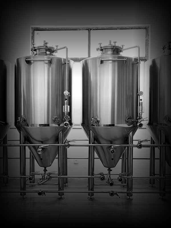 A row of identical fermenters, the repeated unit