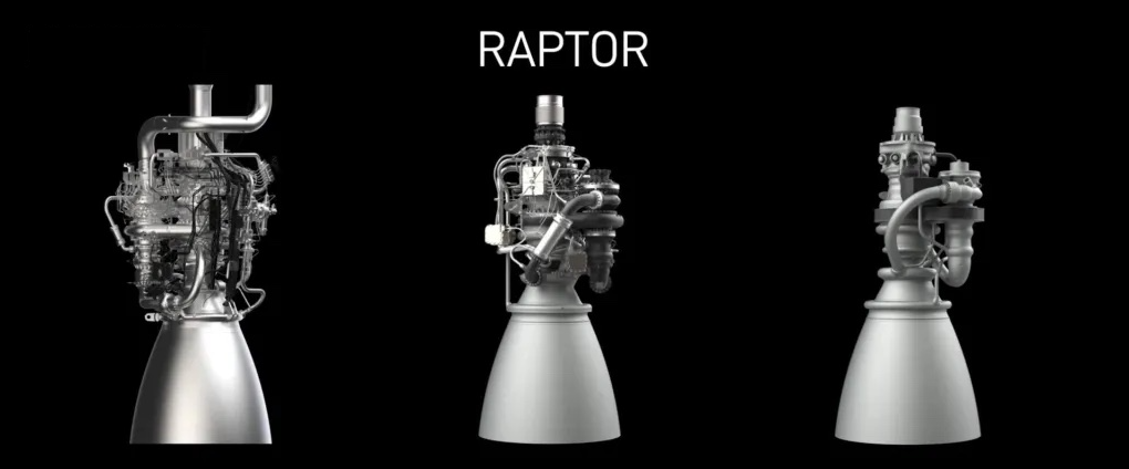 Three generations of the SpaceX Raptor engine, each simpler than the last